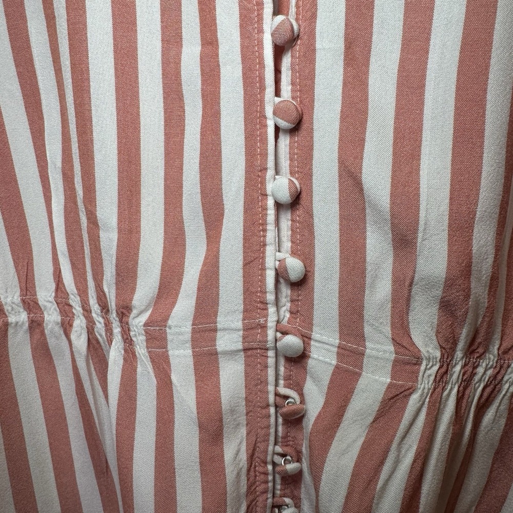 Striped V-Neck Button-Up Top - Picture 3 of 5
